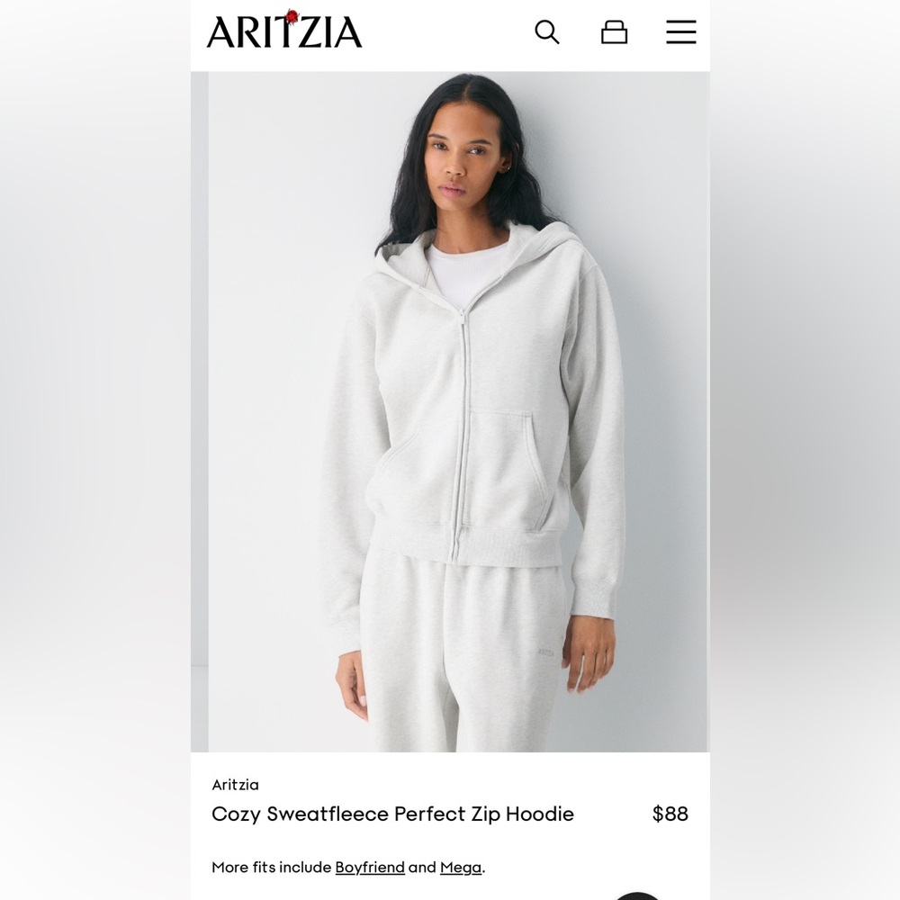 Aritzia Sweatfleece Zip-Up